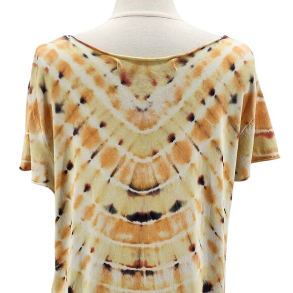 Raquel Allegra Womens Medium / 1 Top Handmade Tie Dye Raw Hem Neckline Hippie - Picture 6 of 11